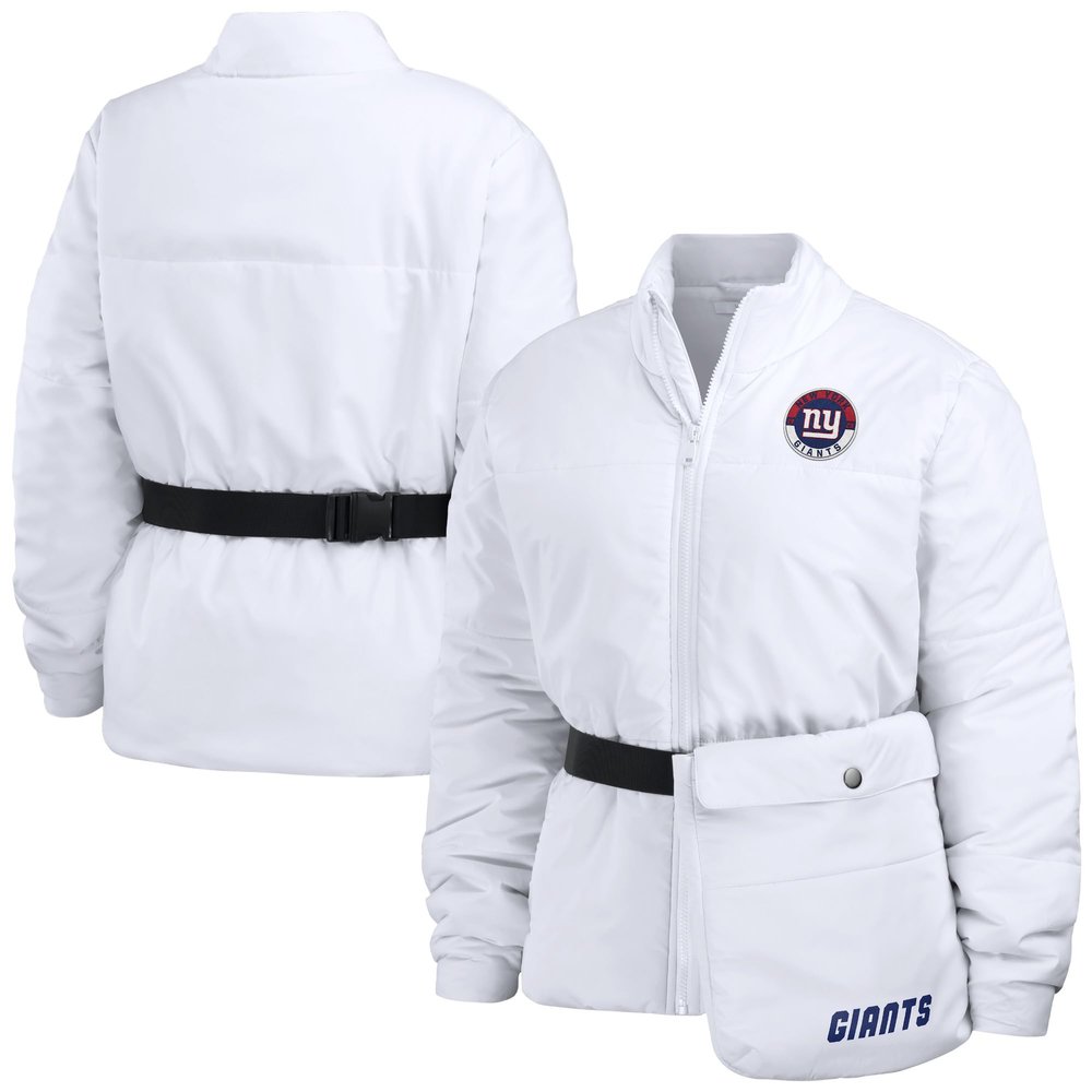 WEAR by Erin Andrews Women's White New York Giants Packaway Full-Zip Puffer Jacket