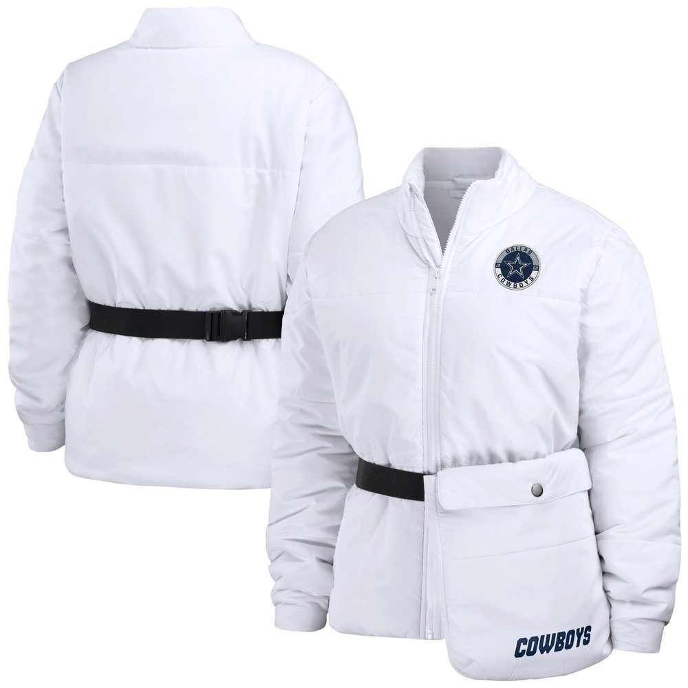 WEAR by Erin Andrews Women's White Dallas Cowboys Packaway Full-Zip Puffer Jacket