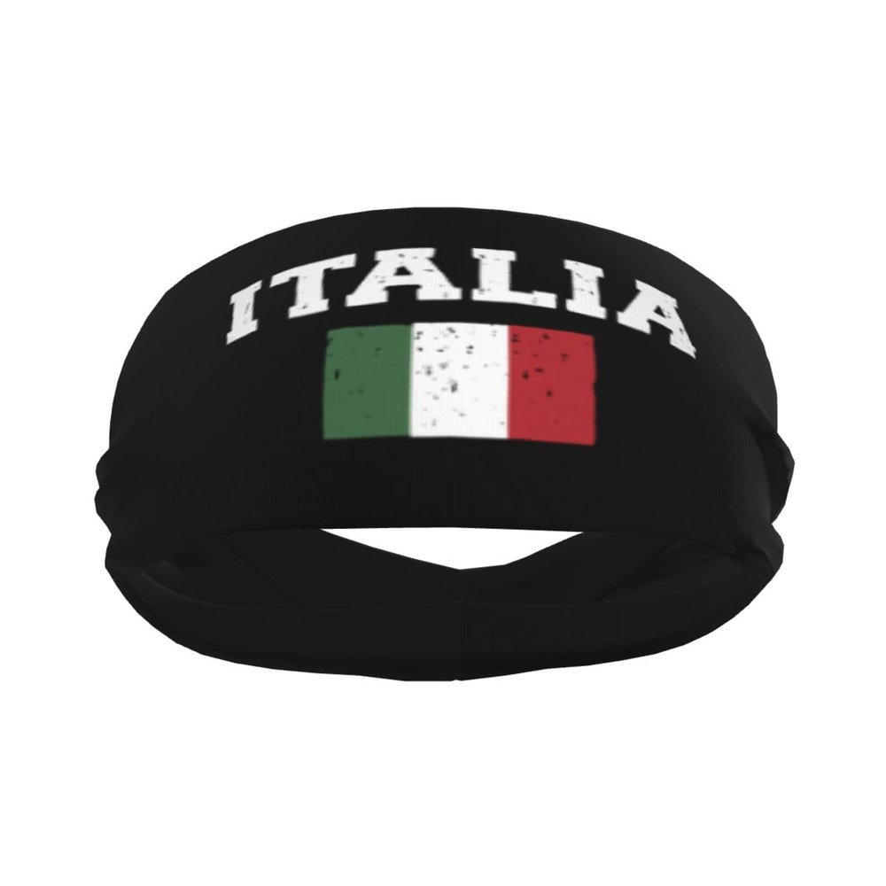 Byoblu Italian Flag Italy Love Italia Sports Sweatband Headband for Men & Women - for Tennis, Basketball, Running, Gym, Working Out