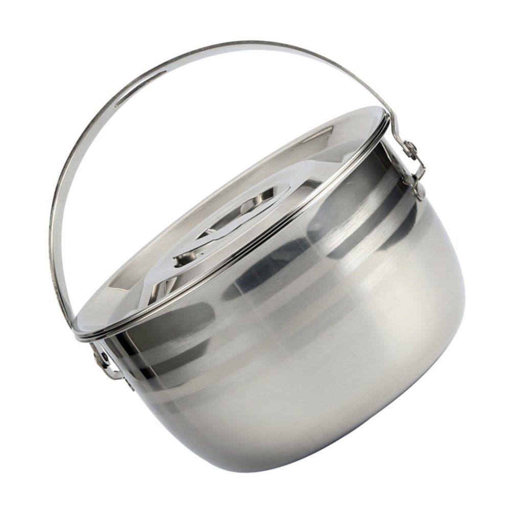 RORPOIR Camping Pot Outdoor Cookware Camping Pans Camp Cookware Hanging Pot Camping Oven Hiking Cooking Utensils Stew Pot Kettle and Pot Stainless Steel Universal Child Stove