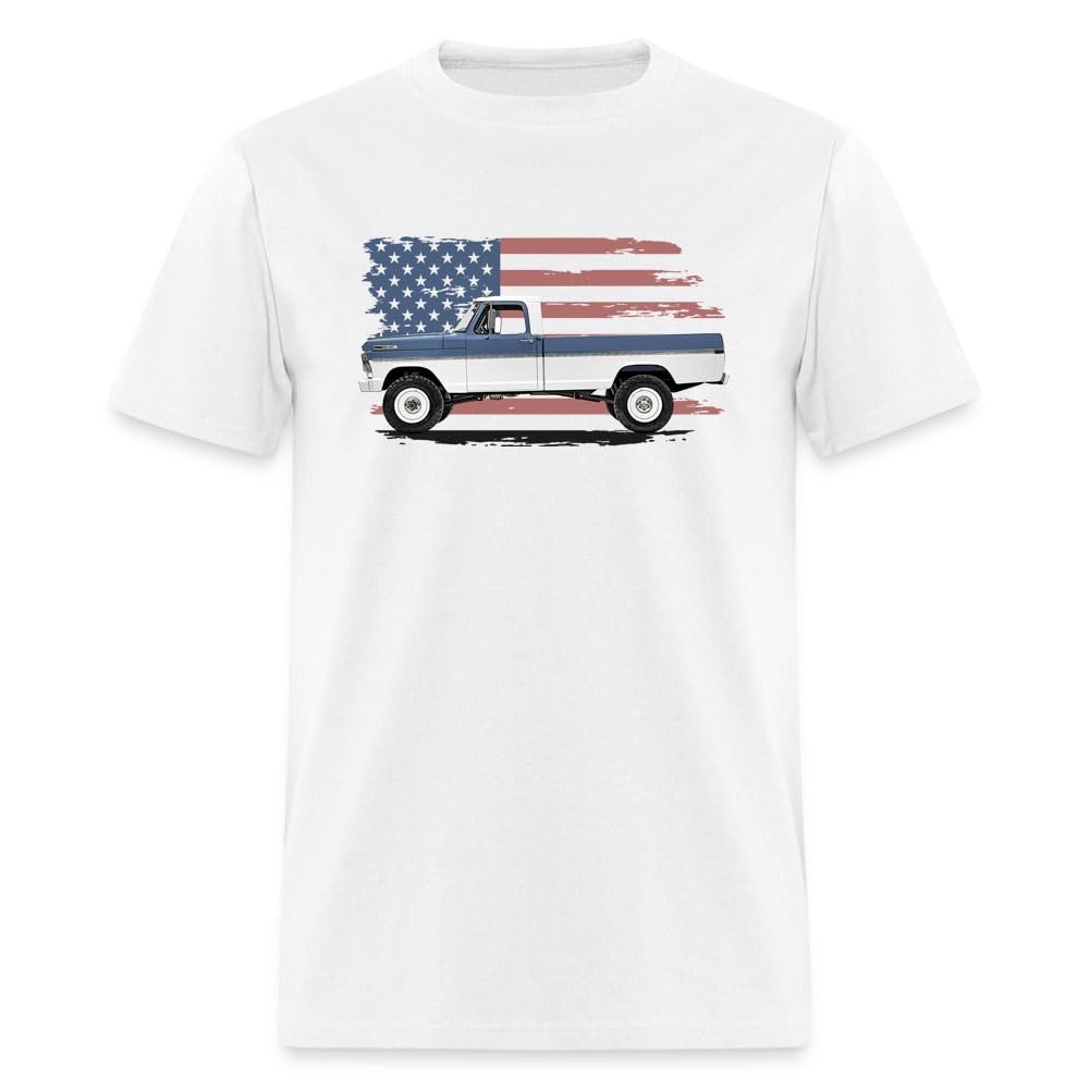 1970 F150, F250, F350 American Classic 4x4 Highboy Pickup Truck Mens T-Shirt (US, Alpha, Medium, Regular, Regular, White)