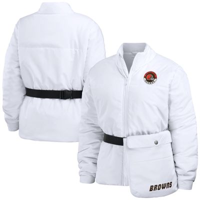WEAR by Erin Andrews Women's White Cleveland Browns Packaway Full-Zip Puffer Jacket