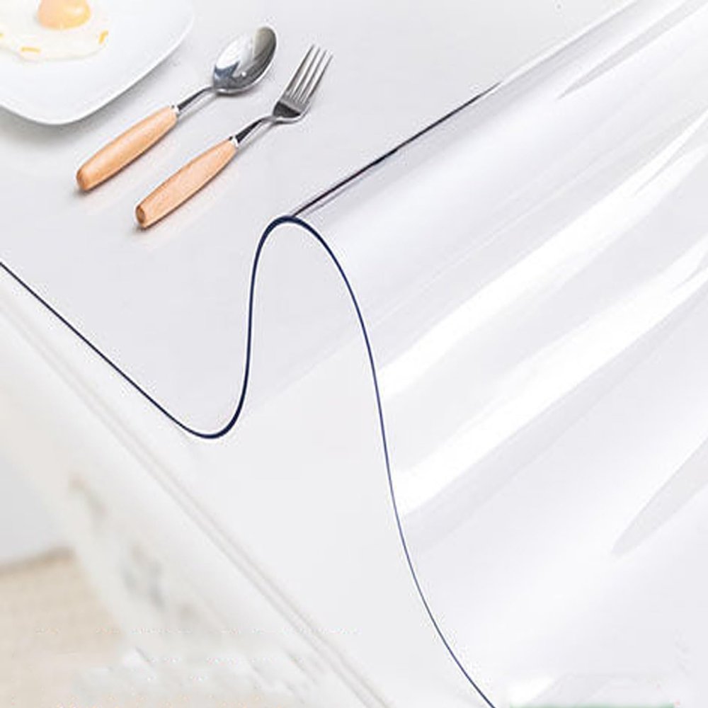 Clear Table Protector Mat ,PVC Resistant & Waterproof Clear Desk Mat, Soft Desk Blotter Office Writing Mat ,for Writing Desk, Coffee Table, Dining Room Table ( Size : L(4.3ft)X W(2.3ft)X T(0.04") )
