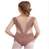 Aislor Kids Girls Shiny Diamond Mesh Splice Tassel Gymnastic Leotard Bodysuit Ballet Latin Dance Skating Jumpsuit Coffee 10 Years view 2