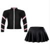 TiaoBug Kids Girls Figure Skating Costumes Spiral Ice Skating Jacket and Pleated Skater Skirt Athletic Tracksuit Set Pink 10-11 Years view 1