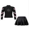 TiaoBug Kids Girls Figure Skating Costumes Spiral Ice Skating Jacket and Pleated Skater Skirt Athletic Tracksuit Set Pink 10-11 Years view 2