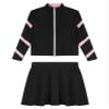 TiaoBug Kids Girls Figure Skating Costumes Spiral Ice Skating Jacket and Pleated Skater Skirt Athletic Tracksuit Set Pink 10-11 Years view 3