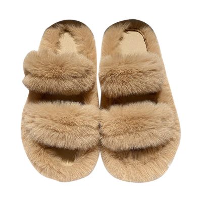 acquo House Slippers Indoor Home Slippers Warm Cotton Slippers Autumn and Winter Cotton Slippers Double Strap Fur Slippers Cotton Slippers (Color : A, Size : 5.5-6)