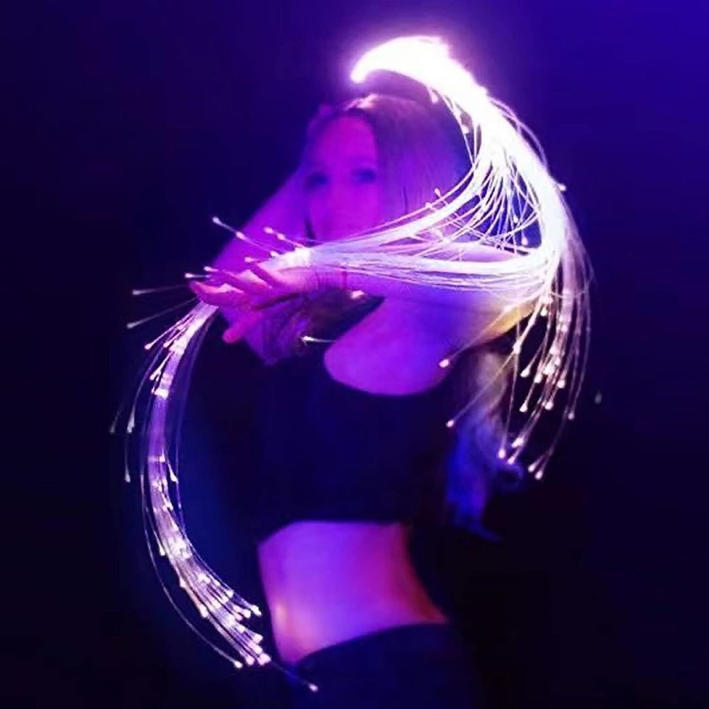 AMeLL LED Fiber Optic Whip, 6ft/178cm 360 Swivel Dance Space Whip, USB Rechargeable Pixel Whip 10 Glowing Modes