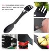 5 in 1 Stainless Steel Camping Utensils, Multifunction Black Spork Tableware with Fork Spoon Botter Can Opener for Outdoor Travle view 3