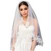 ROSEEDEN One Tier 1 T Lace Veil wedding bridal woman short veil soft tulle veil with metal comb (One Tier Length 35", Width 57", Ivory with Lace) view 1