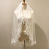 ROSEEDEN One Tier 1 T Lace Veil wedding bridal woman short veil soft tulle veil with metal comb (One Tier Length 35", Width 57", Ivory with Lace) view 3