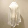 ROSEEDEN One Tier 1 T Lace Veil wedding bridal woman short veil soft tulle veil with metal comb (One Tier Length 35", Width 57", Ivory with Lace) view 4