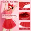 Lainlight Adult Tutus for Women, 4 Layered Tulle Tutu Skirt Set with Heart Sunglasses and Bow Headband Colorful Party Favors for Valentine's Day Red view 3