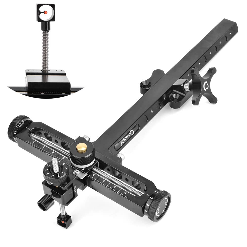 ZSHJGJR Archery Recurve Bow Sight T Shape Shooting Target Sights Quick Adjustment with Ring & Single Fiber Optical Pin Sight for Competition Olympic Style Hunting Practice Range for Right-Handed