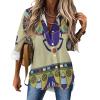 Egyptian Scarab Women's T-Shirt Irregular Hem Shirt Long Sleeve Blouse Loose Fit Tee Tops XL view 1