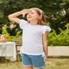Arshiner Girls White Shirts Ruffle Short Sleeves White Tops for Girls Trendy Casual Summer Blouses Tees Tops 10-11 Years view 3