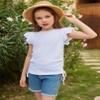 Arshiner Girls White Shirts Ruffle Short Sleeves White Tops for Girls Trendy Casual Summer Blouses Tees Tops 10-11 Years view 4