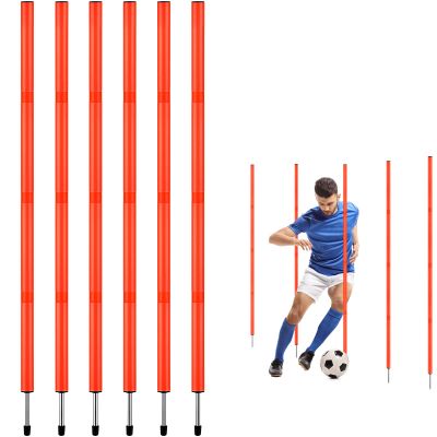 TOBWOLF 6PCS 6FT Adjustable Soccer Agility Training Poles, Slalom Training Agility Pole Set, Detachable Sports Training Speed Sticks, Outdoor Speed & Agility Turf Training Poles for Soccer Drills