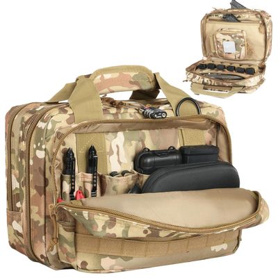 DBTAC Gun Case Bag Compact Small-PLUS | Tactical 3x Pistol Bag Handgun Revolver Shooting Case with Lockable Zipper for Shooting Range Outdoor Hunting, Camo