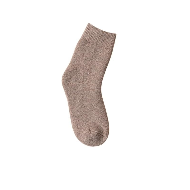 5 Pairs Winter Warm Women Socks Wool Male Men Socks Super Thicker Solid Socks Merino Wool Socks Against Cold Snow Terry Socks (Color : Khaki, Size : 5pairs)
