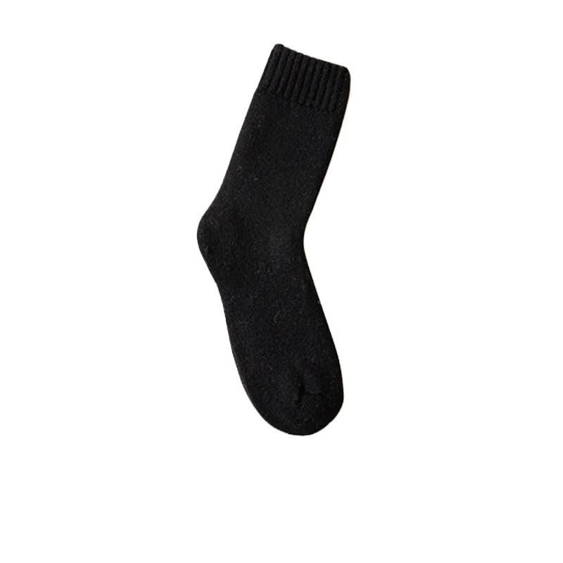 5 Pairs Winter Warm Women Socks Wool Male Men Socks Super Thicker Solid Socks Merino Wool Socks Against Cold Snow Terry Socks (Color : Black, Size : 5pairs)