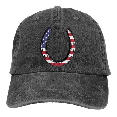 A Horseshoe Hat Vintage Washed Distressed Cotton Dad Hat Baseball Cap Adjustable Polo Trucker Unisex Style Headwear Black
