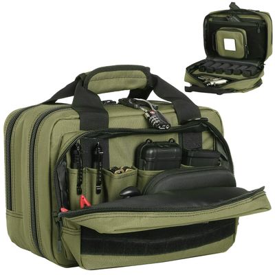 DBTAC Gun Case Bag Compact Small-PLUS | Tactical 3x Pistol Bag Handgun Revolver Shooting Case with Lockable Zipper for Shooting Range Outdoor Hunting, Green