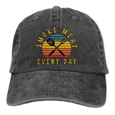 Funny BBQ Smoker Dad Grilling Smoke Hat Vintage Washed Distressed Cotton Dad Hat Baseball Cap Adjustable Polo Trucker Unisex Style Headwear Black