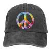 Coexist Peace Symbol Hat Vintage Washed Distressed Cotton Dad Hat Baseball Cap Adjustable Polo Trucker Unisex Style Headwear Black view 1
