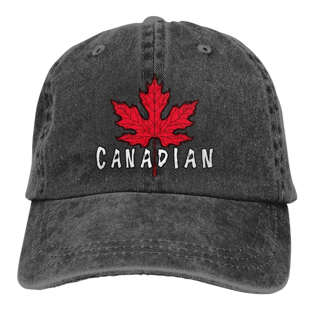 Canadian Maple Leaf Hat Vintage Washed Distressed Cotton Dad Hat Baseball Cap Adjustable Polo Trucker Unisex Style Headwear Black