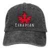 Canadian Maple Leaf Hat Vintage Washed Distressed Cotton Dad Hat Baseball Cap Adjustable Polo Trucker Unisex Style Headwear Black view 1