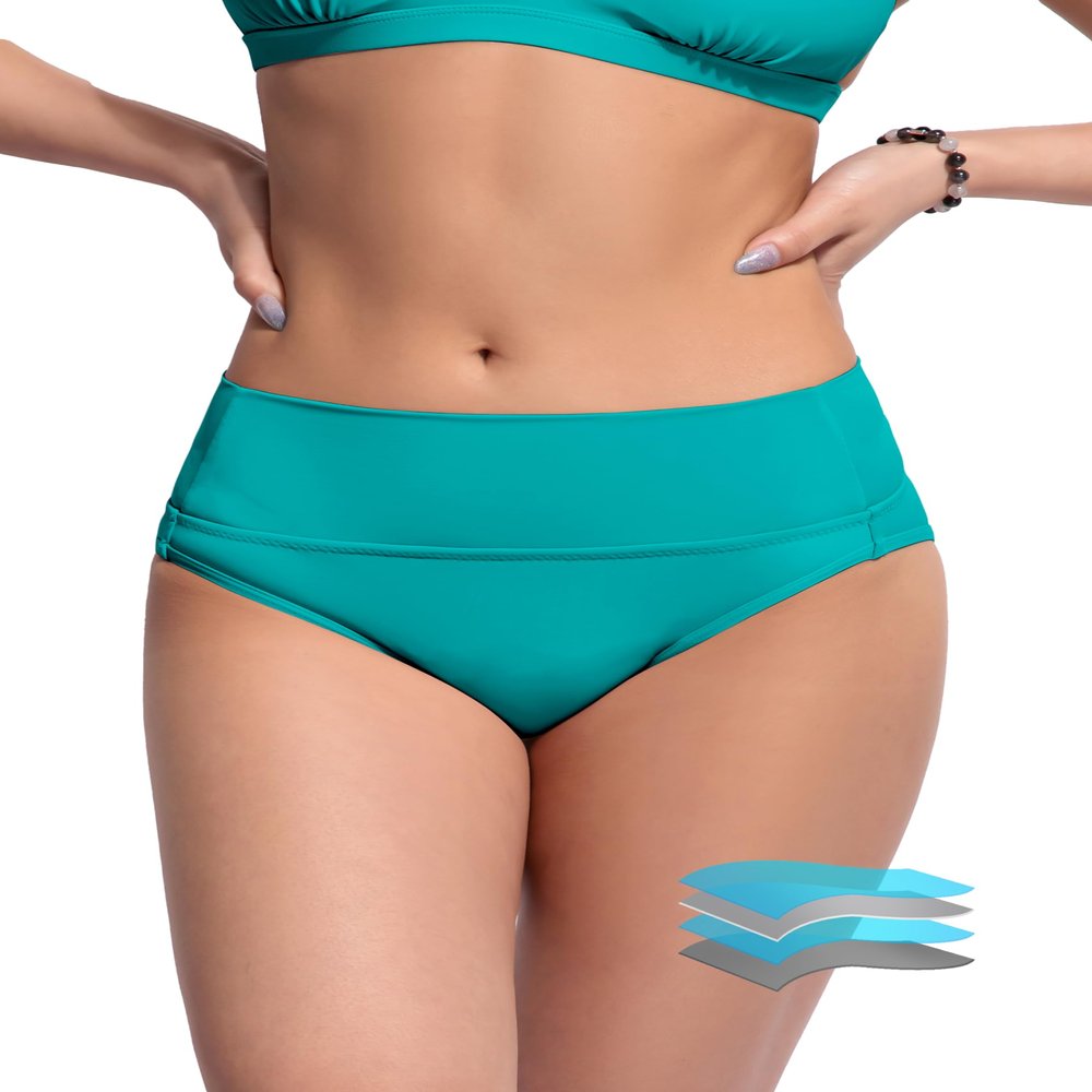 Beautikini Period Swimwear Bikini Menstrual Swim Bottoms Leakproof Bathing Suits for Teens Girl(Blue Medium)