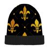 Knit Winter Beanie Hat Fleur-de-lis-Retro-Gold Warm Reversible Beanie Cap view 2