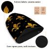 Knit Winter Beanie Hat Fleur-de-lis-Retro-Gold Warm Reversible Beanie Cap view 3