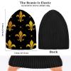 Knit Winter Beanie Hat Fleur-de-lis-Retro-Gold Warm Reversible Beanie Cap view 4