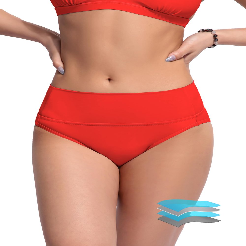 Beautikini Period Swimwear Bikini Menstrual Swim Bottoms Leakproof Bathing Suits for Teens Girl(Bittersweet Small)