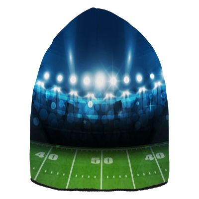 Augenstern Knit Winter Beanie Hat American-Football-Arena-Field Warm Reversible Beanie Cap Black