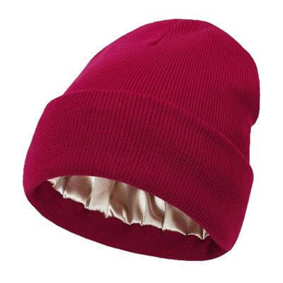 NLIADVY Ear Protective Knitted Hat,Winter Satin Lined Knit Hats, No Static No Frizz No Tangle Hat for Women and Men (F,One Size)