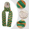 Hooded Scarf with Pockets Orange-Green-line-Plaid Warm Long Hooded Scarf with Mittens view 4