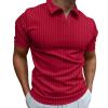 Mens V Neck Polo Shirts Short Sleeve Cotton Casual Business Work Stylish Summer T Shirt Stretch Slim Fit Knit Muscle Workourt Athletic Golf Tees Wine view 2