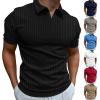 Mens V Neck Polo Shirts Short Sleeve Cotton Casual Business Work Stylish Summer T Shirt Stretch Slim Fit Knit Muscle Workourt Athletic Golf Tees Wine view 4