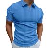 Men's Short Sleeve Polo Shirts V Neck Slim-fit Cotton Golf Sport Shirts Basic Designed Solid Knit Summer Moisture-Wicking Performance Exercise Muscle Casual Pullover Top Blue view 2