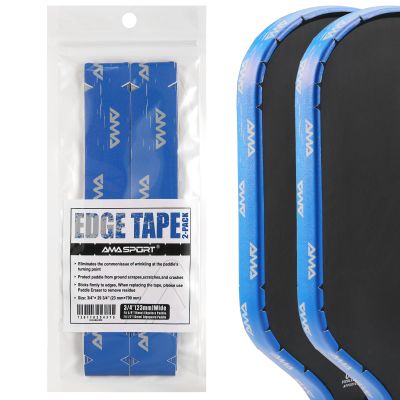 PICKLETECH Pickleball Paddle Protection Tape - Pickleball Paddle Edge Guard Tape - Racket Edge Protection Tape -Fit Perfectly Curved Edge -AMA Patterns Blue Gray