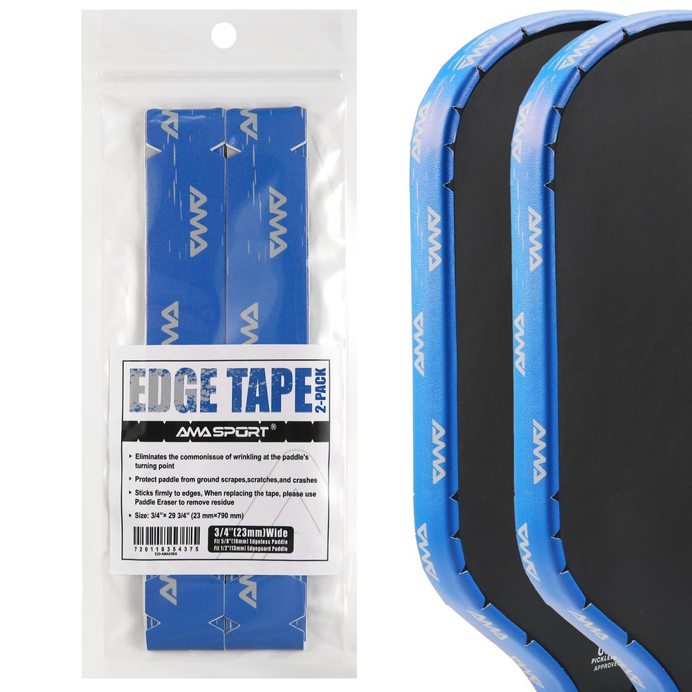 PICKLETECH Pickleball Paddle Protection Tape - Pickleball Paddle Edge Guard Tape - Racket Edge Protection Tape -Fit Perfectly Curved Edge -AMA Patterns Blue Gray