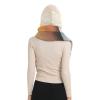 Hooded Scarf with Pockets Drifting-Dandelion-Sunshine Warm Long Hooded Scarf with Mittens Black view 2