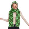 Hooded Scarf with Pockets Green-Clover-st Warm Long Hooded Scarf with Mittens view 1