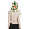 Hooded Scarf with Pockets St-Patrick-Green-Orange-Plaid Warm Long Hooded Scarf with Mittens view 2