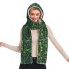 Hooded Scarf with Pockets St-Patricks-Party-Shamrock Warm Long Hooded Scarf with Mittens Black view 1