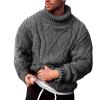 Mens Turtleneck Sweaters Winter Thick Ribbed Knit Loose Fit Chunky Thermal Cable High Collar Pullover Knitwear Casual Mock Neck Cold Weather Solid Sweater Top Dark Gray view 1